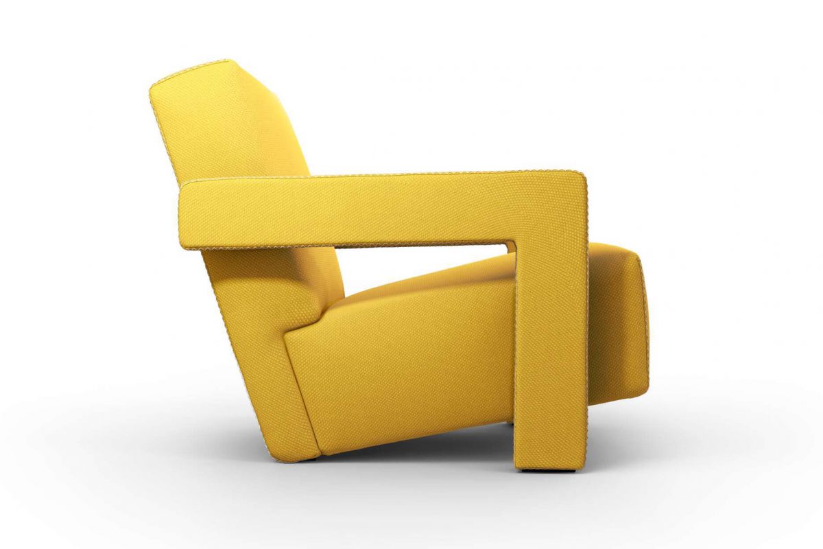 Fauteuil ergonomique confortable en tissu jaune avec couture en zig zag