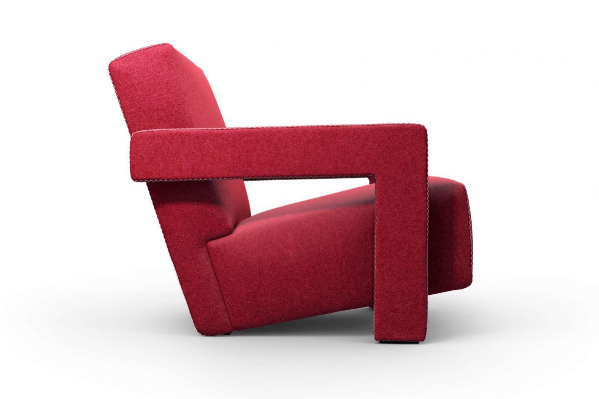 Fauteuil ergonomique confortable en tissu rouge avec couture en zig zag