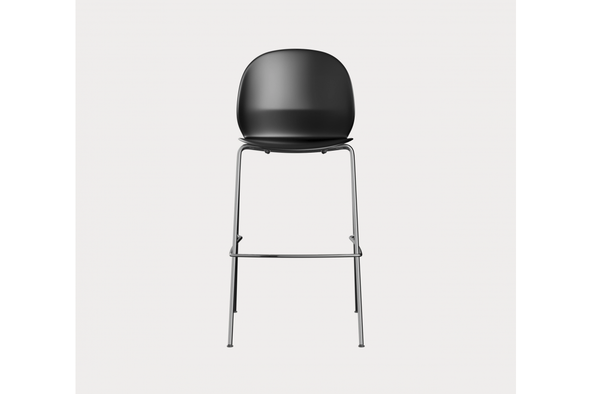 Chaise haute 110 plastique recyclé noir pieds alu chromé FRITZ HANSEN N02 Recycle